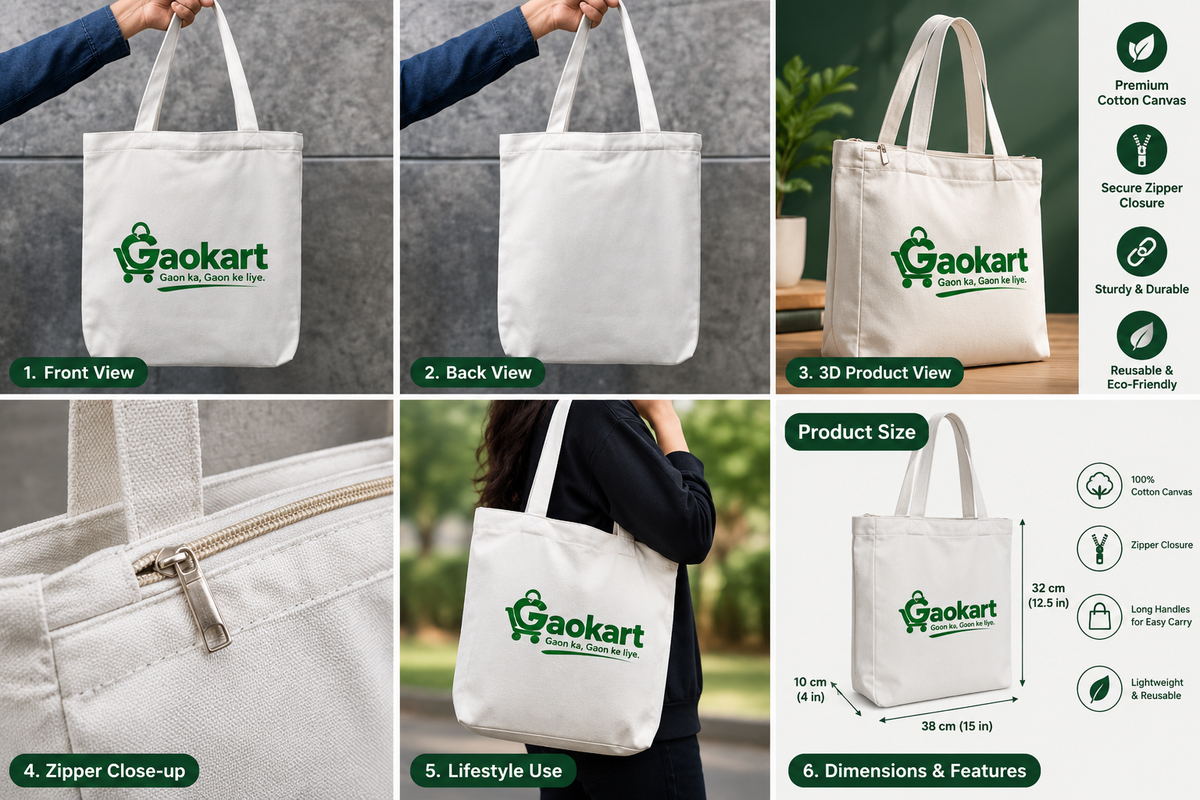 Gaokart Premium Zipper Tote Bag